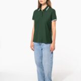polo femme manches courtes à liserés contrastés