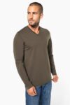 t shirt col v manches longues homme