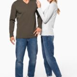 t shirt col v manches longues homme