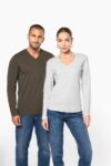 t shirt col v manches longues homme