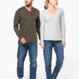 t shirt col v manches longues homme