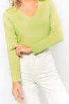 t shirt col v manches longues femme