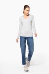 t shirt col v manches longues femme
