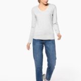 t shirt col v manches longues femme