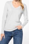t shirt col v manches longues femme