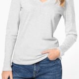 t shirt col v manches longues femme