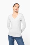 t shirt col v manches longues femme