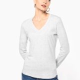 t shirt col v manches longues femme