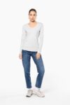 t shirt col v manches longues femme