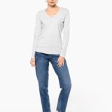 t shirt col v manches longues femme