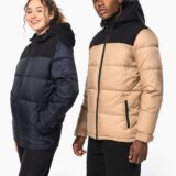 parka matelassée à capuche bi ton unisexe