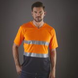 t shirt col v haute visibilité top cool