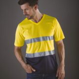 t shirt col v haute visibilité top cool